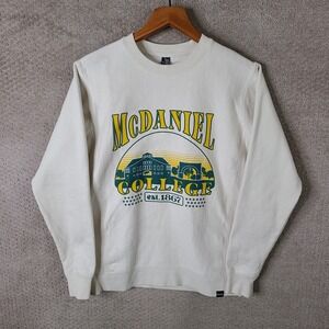 McDaniel College Sweatshirt Mens Small Cream‎ UScape Apparel Crewneck Sweater
